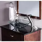 Novatto Piazza Glass Vessel Bathroom Sink Clear, 16.5 x 5.5