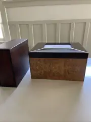 Funeral Chest Cremation Urn Kit Casket Wood Gloss With Ashes Box Photo Keepsake