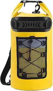 [Generic] Floating Dry Backpack 20L PVC Drifting Bag for Rafting Kayak Fishing Yellow Single Shoulder Strap Yellow Single Shoulder Strap
