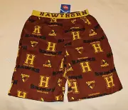 Hawthorn Hawks AFL Boys Brown Printed Cotton Boxer Sleep Shorts Size 10 New