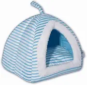 Teddy Kennel Small Puppies Medium Dog House Cat Litter Yurt Winter Pet Dog Mat Warm Pet Supplies (Color : Blue, Size : 30x30x37)