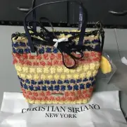 Christian Siriano Sabrina NY Straw Tote Handbag New With Tags