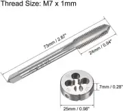 M7×1 HSS Metric Tap And Die Set,Thread Tap + Round Die Right Hand HSS Taper