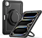 DSWERUOF Protective Case for iPad Pro 11 inch M4 2024, Shock/Drop/Abrasion Resistant, with Stand, Heat Dissipation, Pen Slot, Black