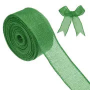 Burlap Ribbon, 1.5" x 10 Yards Burlap Wired Edge Ribbon [Green]