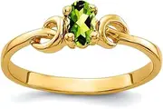 [JewelryWeb] 14k Solid Yellow Gold Polished 5x3mm Oval Peridot Ring Size 6.00 Band Style-Ring for Women