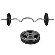 20kg - 120cm Super Curl Barbell Bar Weight Set + Ez Grip Cast Iron Weight Plate
