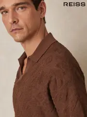 Reiss Tobacco Banks Jacquard Loop-Stitch Polo Shirt (G00413) | $195