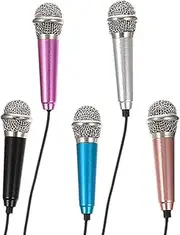 Kisangel 5Pcs Mini Microphone for Phones Portable Microphones Easy to Use for Video Recording Interviews and Home Entertainment