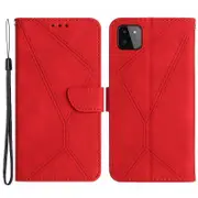 HT05 Phone Case for Samsung Galaxy A22 5G (EU Version) Imprinted Line Wallet Stand Leather Cover