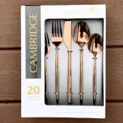 Cambridge Titanium Color Plated SS Flatware Gaze Copper Mirror 20 Pc * NEW *