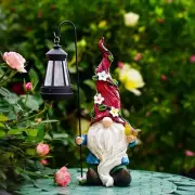 Pohabery Garden Gnomes Outdoor Statue with Solar Lights,Solar Light Birdie Ga