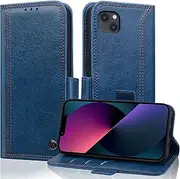 Case for iPhone 13 Case Wallet Case Cover, Phone Case iPhone 13 Shockproof Durable PU Leather Flip Cover with Card Holder iPhone 13 Cover Anti-Theft Brush Protective Case iPhone13 Case - Blue