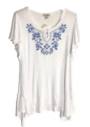 One World Womans Tunic Top XXL Asymmetrical Lagenlook Flutter Sleeve NEW W/Tag