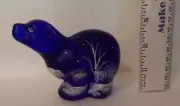 FENTON POLAR BEAR COBALT BLUE SIGNED HANDPAINTED SNOWY SCENE FIGURINE DISPLAY