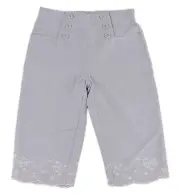 JACADI Girl's Trommel Chambray High Waist Cropped Pants Size 4 Years NWT $56