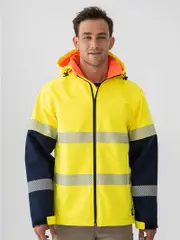 Mens Hi Vis Jacket with reflective tape yellow/navy.