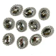Rhinestone Oval Flatbacks x 10 pcs - Style 8 Clear