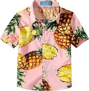 [SSLR] Big Boy's Pineapple Button Down Short Sleeve Hawaiian Shirt
