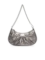 Balenciaga Le Cagole Mini Bag with Chain Metallized in Silver