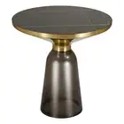 19" Round Side End Table with Sintered Stone Top and Gold Iron Rim
