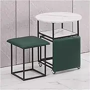 5 in 1 Cube Seating with Swivel Casters & Coffee Table,Stackable Sofa Chair Stool Nesting Ottoman Stool Movable Dressing Chair for Living Room(Green)