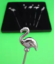 SS Cocktail BIRD PICKS for MARTINI GLASS glasses olive parrot pelican flamingos