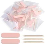Fcozpjk Mini Nail File and Orange Sticks Set for Press On Nails, 20PCS Mini Nail File Bulk, Double Sided Disposable Nail Files, Wooden Cuticle Pusher Sticks, Manicure Pedicure Cleaner Tools