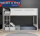 SINGLE BUNK BED Everett LOWLINE SINGLE OVER SINGLE SAFETY BUNK WHITE & GREY