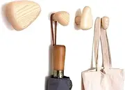 Pebble Wood Wall Hooks, Coat Hooks for Wall Mounted, Modern Decorative Hooks Made by Wood in Boho Stytle