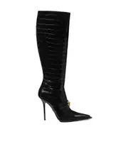 Versace Vagabond Embossed Zip-Up Boots 36 Black