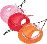BELLIFFY 3Pcs Decorative Sun Hat for Dogs Dog Sunbonnet with Ear Holes Breathable Pet Hat for Summer Festivals and Parties