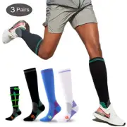 3 Pairs Copper Compression Socks 20-30mmHg Graduated Support Mens Womens Blue