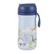 Ashdene 18cm Dino Land Kids Drink Water Bottle Double Wall Silicone Straw 370ml