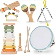 Caunedy 7 in 1 Musical Instruments Set for Toddler, Wooden Montessori Toys Best Birthday Gifts for Boys and Girls, Preschool Educational Musical Toys for 1 2 3 Year Old