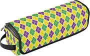 [sanluoli] Hair Tool Travel Bag for Women with Iron Mat Waterproof Flat Curling Irong Travel Organizer Mardi Gras Carnival Purple Holiday Green Purple Yellow Rhombus Portable Travel Essentials