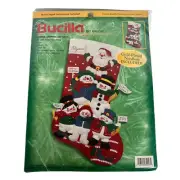 Bucilla Felt Applique Christmas Cheerful Snowmen And Santa Embroidery Craft New