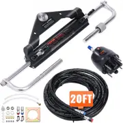 VEVOR 150HP Hydraulic Outboard Steering Kit Boat Marine System, Built-in Two-Way Lock Cylinder, 150HP Pump and High-Strength Nylon Hose for Single Sta