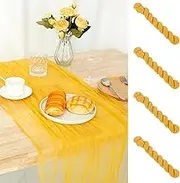 4 Pack Cheesecloth Table Runner, 31.5×118 Inch Gauze Table Runners, 10Ft Long Table Cover Runner, Boho Cheese Cloth Fabric Table Runner, Decorative Dresser Runner for Home Table Decor (Yellow)