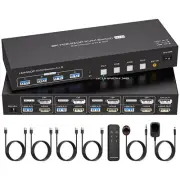 HDMI Displayport KVM Switch 4 Computers 2 Monitors 8K 60Hz 4K 120Hz 4 Port Dual
