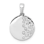 14k White Gold 1/4ct. Real Diamond Fancy Circle Pendant