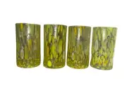 4 Murano Italy Alessandro Coppola Yellow Confetti Tall Tumblers Glasses Gorgeous