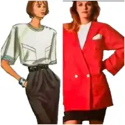 1980s Kimono Sleeve Duster Coat Batwing Blouse Suit Sewing Pattern Style 1340