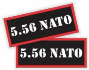 pair - 5.56 NATO Ammo Can Stickers / 1.25x3 Vinyl Decals Army Safety Hunting Set