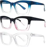 SIGVAN 6 Pack Oprah Style Reading Glasses Blue Light Blocking Square Computer Spring Hinge Readers for Women