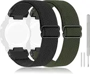 [Sunnyson] 2 Pack Stretchy Nylon Watch Bands Compatible with Casio G-Shock DW-5600/8900/GWM5610,Elastic Soft Adjustable Replacement Bands for Casio Watch GA-100/GA-100C/GA-300/GW-B5600/GB-5600/GW-6900