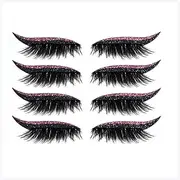 Eye Shadow 4 Pairs Eyeliner Eyelash Stickers Reusable Waterproof Stick On Eyeliner Eyeshadow Makeup Fashion Eyeliner Sticker Eyes Makeup Eye Shadow Stickers(Pink)