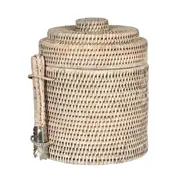 [Florabelle Living] Paume Rattan Ice Bucket With Tongs White Wash