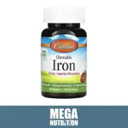 Carlson Labs Chewable Iron 30mg Strawberry 60 Tablets Easy-To-Take Supplement
