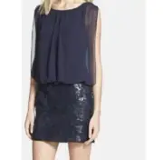 Aidan Aidan MATTOX navy blouson mini dress